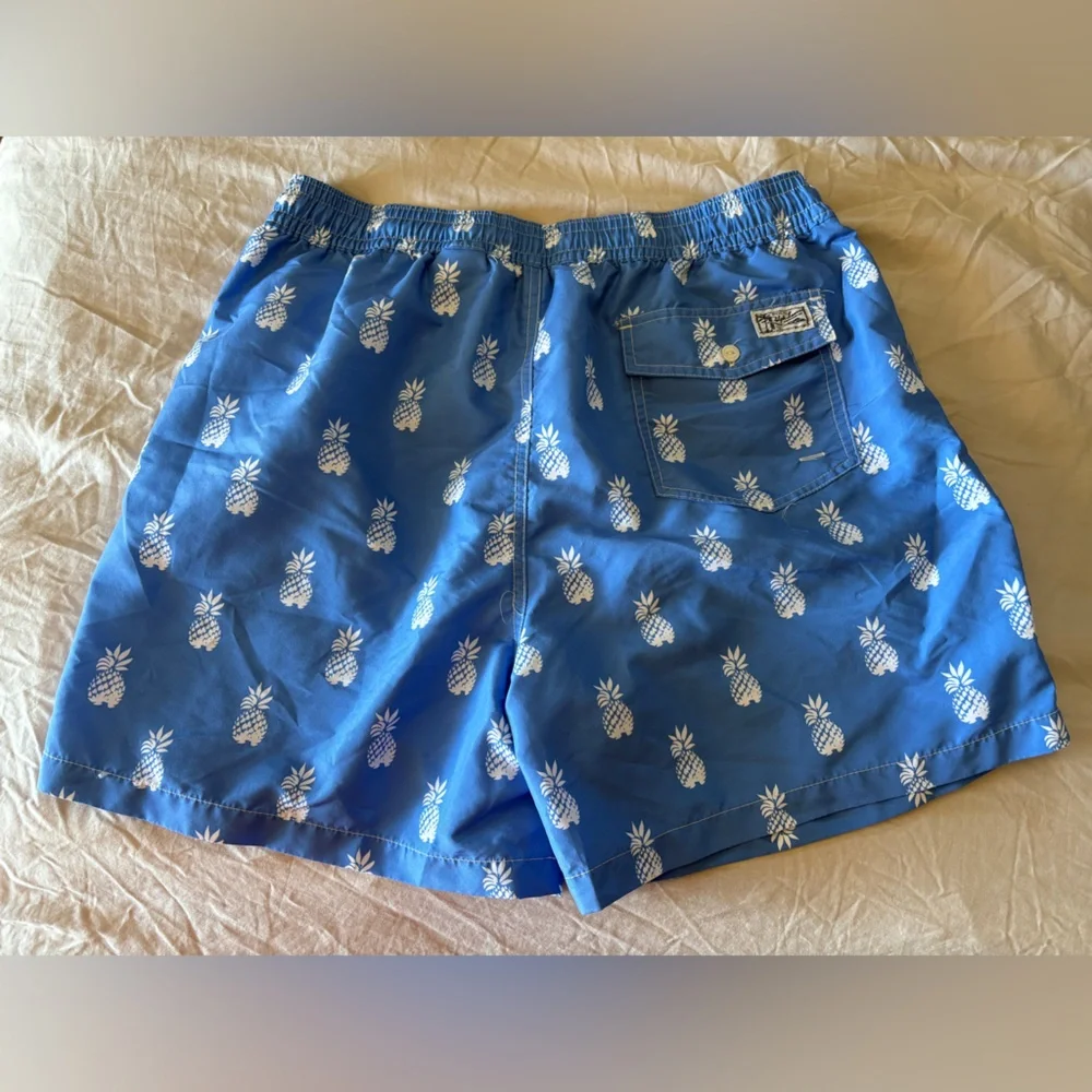 Ralph Lauren Blue Pineapple Swim Trunks Classic Swim Coastal Beach